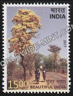 2017 Beautiful India-Tree with Yellow Flowers MNH