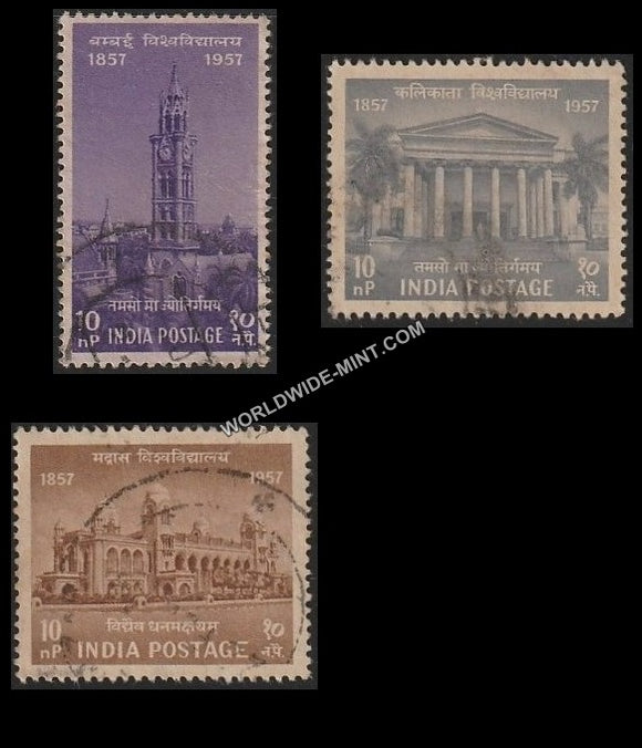 1957 Centenary of Indian Universities  -  Set of 3 Used Stamp