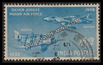 1958 Silver Jubliee of IAF- Westland Wapiti Biplane 15np Used Stamp