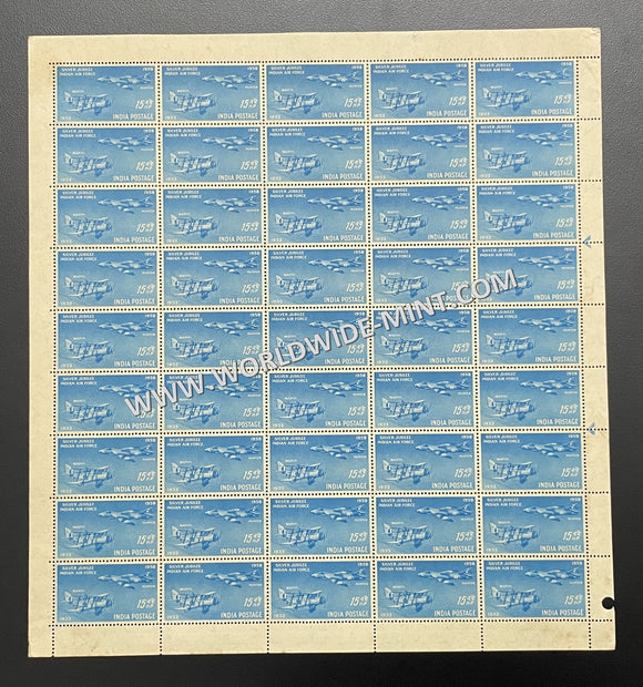 1958 India Silver Jubliee of IAF - Westland Wapiti Biplane 15np Full Sheet