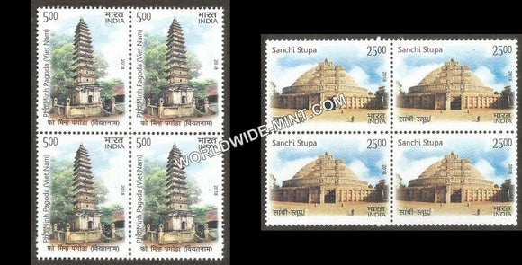 2018 India Vietnam Joint Issue-Set of 2 Block of 4 MNH