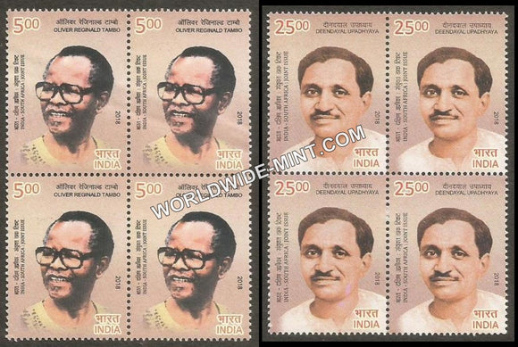 2018 India South Africa Joint Issue-Set of 2 Block of 4 MNH