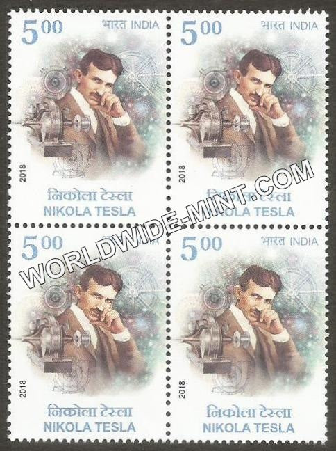 2018 India Serbia Joint Issue-Nicola Tesla Block of 4 MNH
