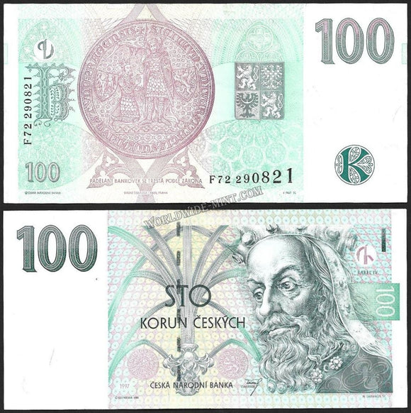 CZECH REPUBLIC 1997 - 100 KORUNA UNC CURRENCY NOTE #CN35