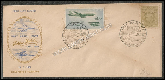 1961 First Official Airmail Flight-First Aerial Post(5np) & Air India Boeing 707(15np) FDC