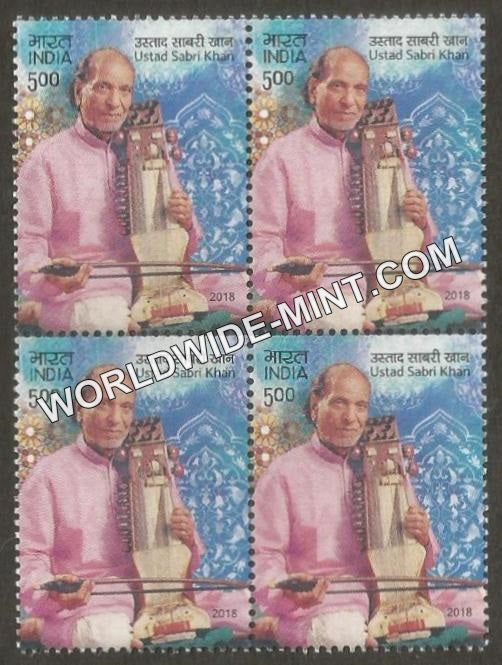 2018 Ustad Sabri Khan Block of 4 MNH