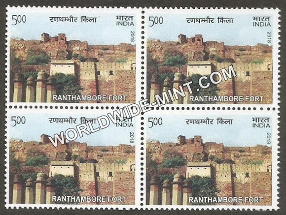 2018 Hill Forts of Rajasthan-Ranthambore Block of 4 MNH