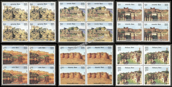 2018 Hill Forts of Rajasthan-Set of 6 Block of 4 MNH