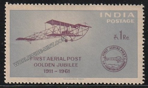 1961 First Official Airmail Flight-Biplane & First Aerial Post Cancellation MNH