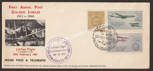 1961 First Official Airmail Flight-3v set FDC Type 1