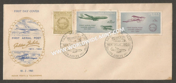 1961 First Official Airmail Flight-3v set FDC Type 2