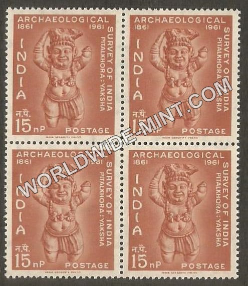 1961 Archaeological Survey of India-Yaksha-Pitalkhora Yaksha Block of 4 MNH