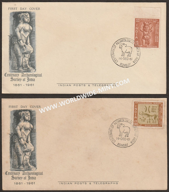 1961 Archaeological Survey of India - set of 2 FDC