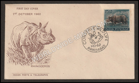 1962 Wildlife Week - Indian Rhino FDC