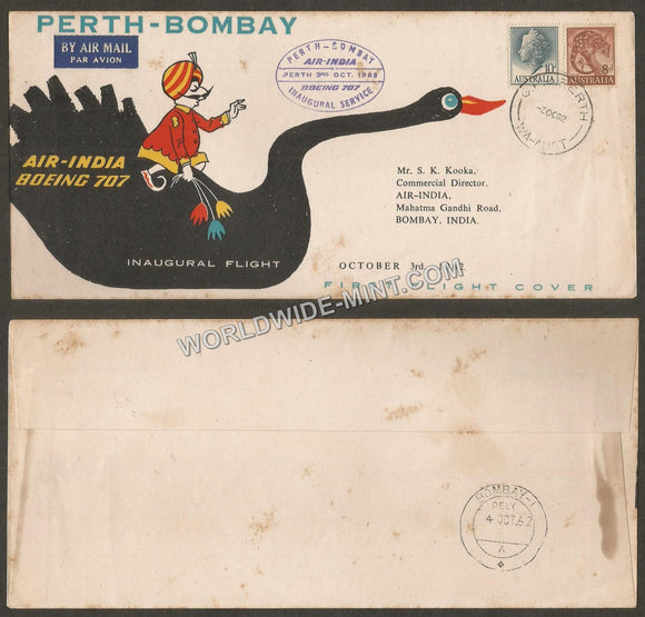 1962 Air India Perth - Bombay First Flight Cover #FFCB39