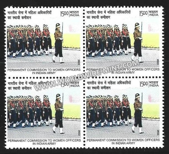 2022 India Permanent Commission To Women Officers In Indian Army - Parade Block of 4 MNH
