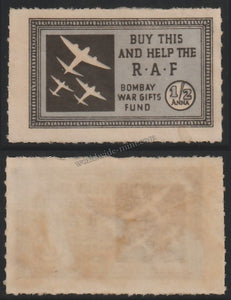 India Patriotic Label 1/2 anna - Buy this and help the R.A.F. Bombay War Gifts Fund Cinderella #LB-3