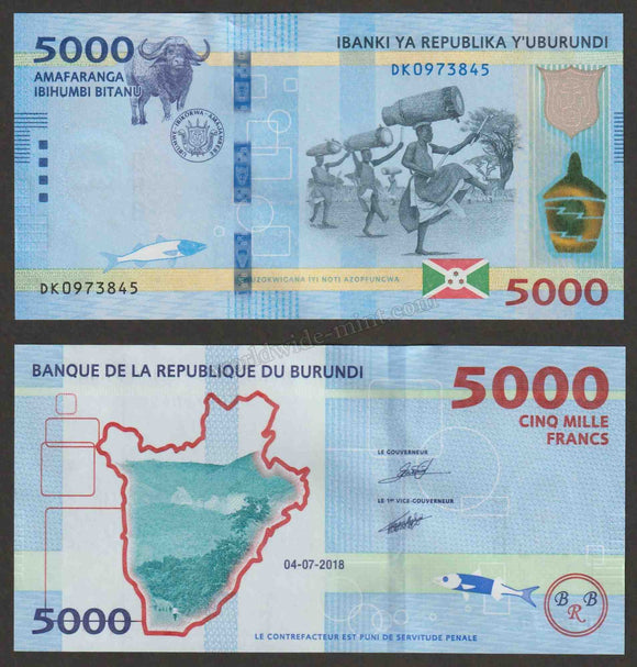 BURUNDI 2018 - 5000 FRANCS UNC Currency Note