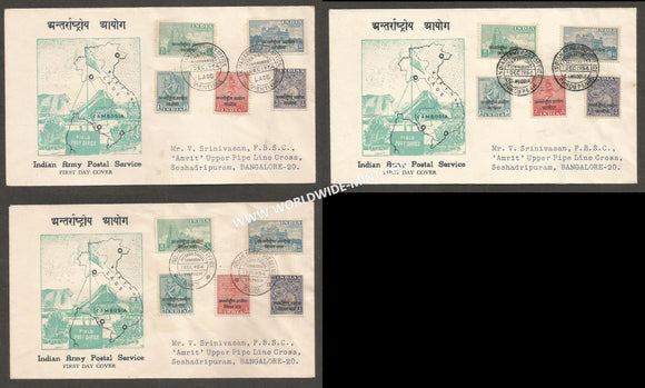 1954 India International Control Commission - Indo-China - Archaelogical Series - Cambodia, Vietnam, Laos (15v) set of 3 APS Cover (01.12.1954)