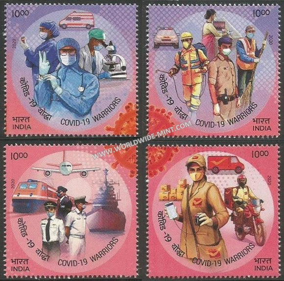 2020 India Salute to COVID-19 Warriors - Set of 4 MNH
