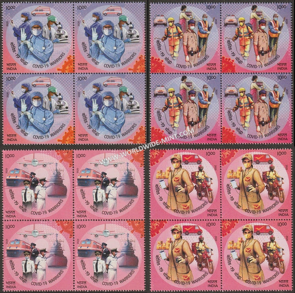2020 India Salute to COVID-19 Warriors - Set of 4 Block of 4 MNH