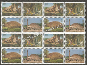 1997 INDIA Buddhist Sites Setenant Block MNH