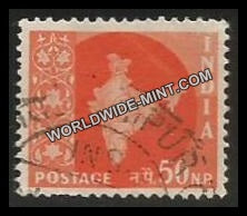 INDIA Map of India Star Watermark 3rd Series(50np) Definitive Used Stamp