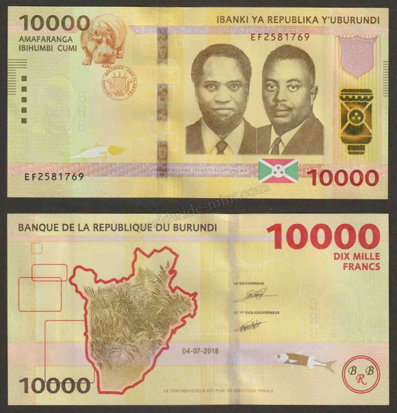BURUNDI 2018 - 10000 FRANCS UNC Currency Note