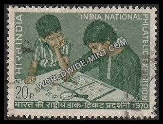 1970 India National Philatelic Exh. 1970- Childrens with Stamps Used Stamp