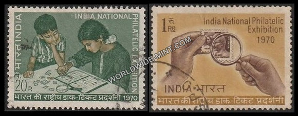 1970 India National Philatelic Exhibition -set of 2 Used Stamp