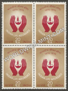 1971 Indian Life Insurance Block of 4 MNH