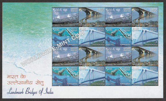 2007 INDIA Landmark Bridges of India-4 Mixed Blocks  Sheetlet