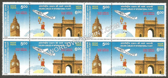 1998 INDIA Air India Setenant Block MNH