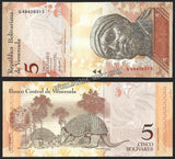 VENEZUELA 2007 - 5 BOLIVARES UNC CURRENCY NOTE #CN578