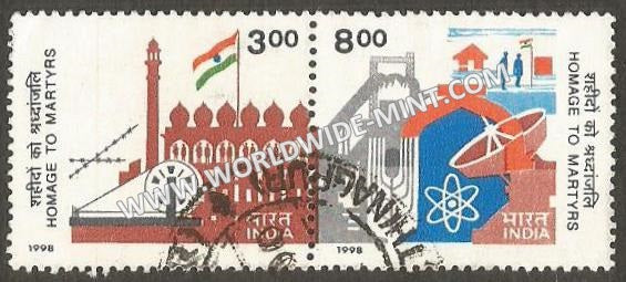 1998 INDIA Homage to Martyrs setenant used