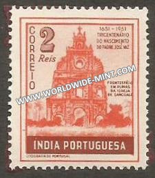 1951 Portuguese India - 300th Birth Anniversary of Jose Vaz - SG. 598 MH - Paper Stuck, 2 Reis