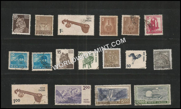 INDIA 5th Series Definitive Complete set of 17 used stamps
