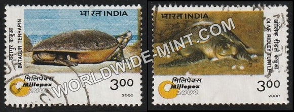 2000 INDIA Turtles Broken Setenant Used