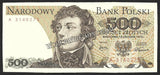 POLAND 500 ZLOTYCH 1982 UNC CURRENCY NOTE N#205988