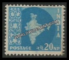 INDIA Map of India Ashoka Watermark 3rd Series(20np) Definitive Used Stamp