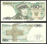 POLAND 50 ZLOTYCH - 1988 P#142c UNC CURRENCY NOTE N#203924 #CN621