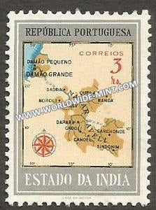 1957 Portuguese India - Map of Damao, Dadra & Nagar Aveli Districts - SG. 642, 3 Reis Grey MNH