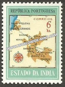 1957 Portuguese India - Map of Damao, Dadra & Nagar Aveli Districts - SG. 643, 6 Reis Green MNH
