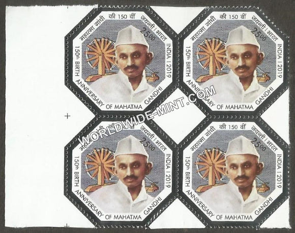 2019 150th Birth Anniversary Mahatma Gandhi-5 Block of 4 MNH