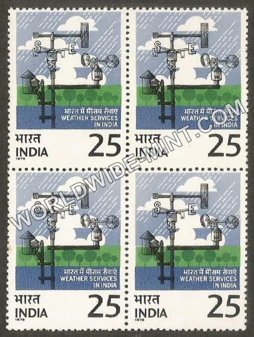 1975 Weather Services in India-Weather Cock Block of 4 MNH