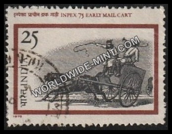 1975 INPEX-75-Early Mail Cart-25 paise Used Stamp