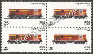 1976 Indian Locomotives-WDM 2 Diesel 1963 Block of 4 MNH
