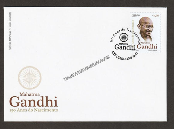 2019 Portugal Gandhi Single Stamp FDC