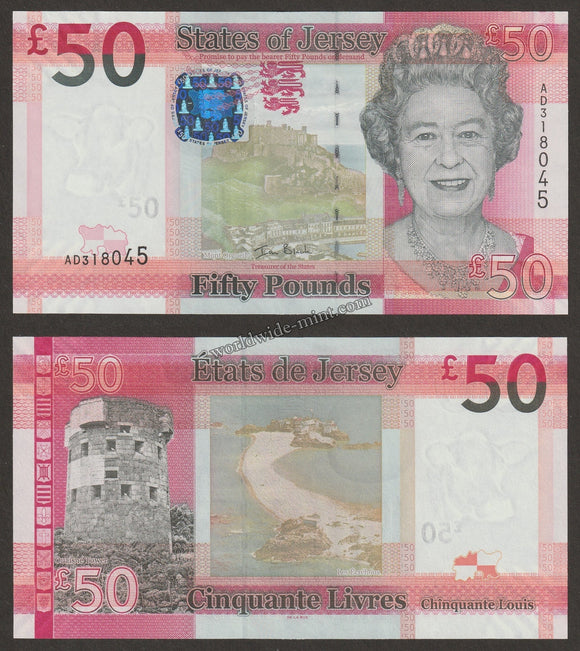 JERSEY 2010 - 50 POUNDS UNC CURRENCY NOTE
