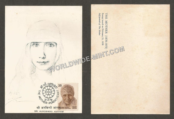1978 The Mother - Sri Aurobindo Ashram Private Maxim card #MC72
